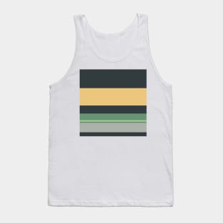 A great joint of Silver Foil, Charcoal, Slate Green, Pale Olive Green and Sand stripes. Tank Top